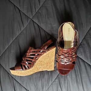 Enzo Angiolini Muffin Cork wedge sandals Sz 7.5